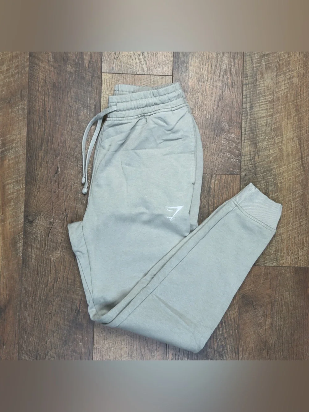Gymshark Crest Joggers Mens Size Small Sage Green Tapered Sweatpants Snap Pocket - Picture 5 of 7